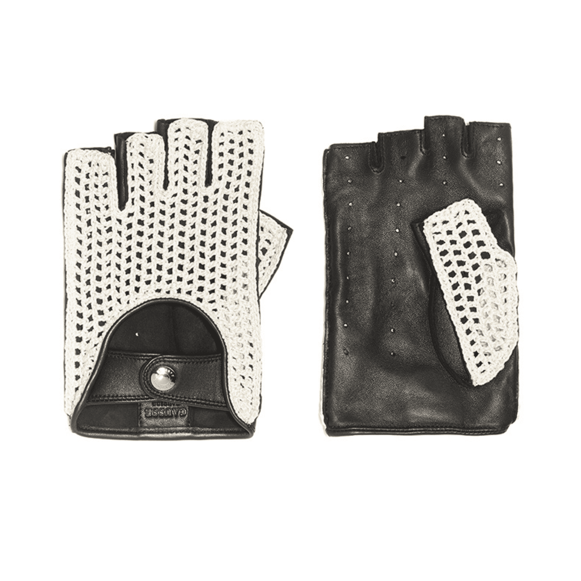 Rider noir - Mitaines de conduite en cuir et crochet pour homme – Causse Gantier Rider noir - Mitaines de conduite en cuir et crochet pour homme – Causse Gantier
